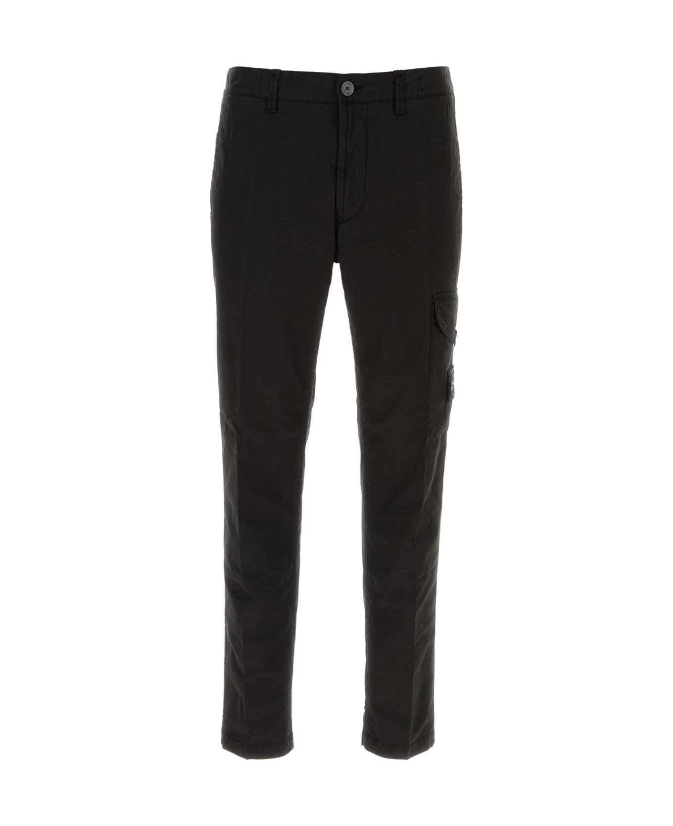 Black Stretch Cotton Cargo Pant - 1