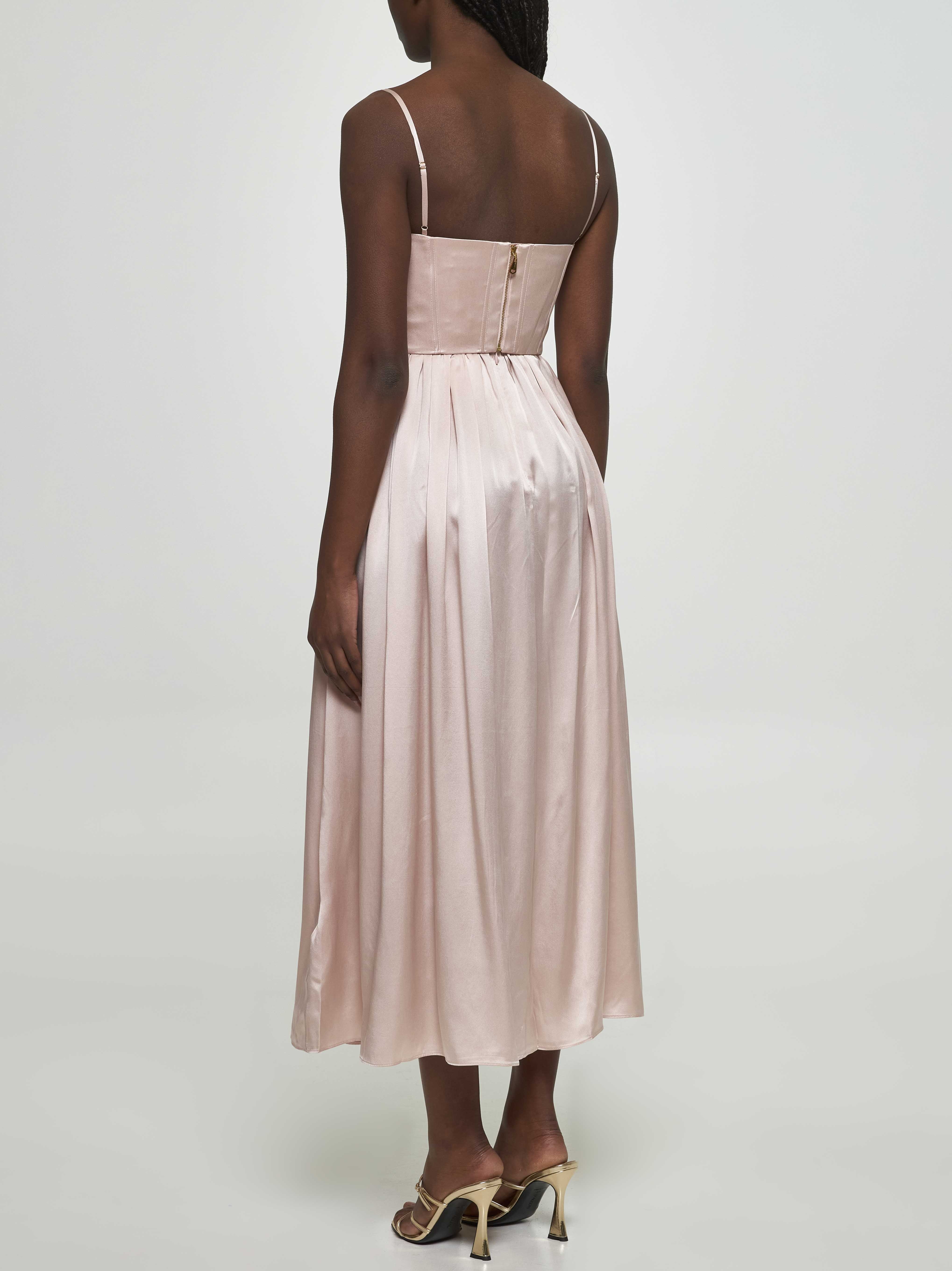 Pink silk corset midi dress - 3