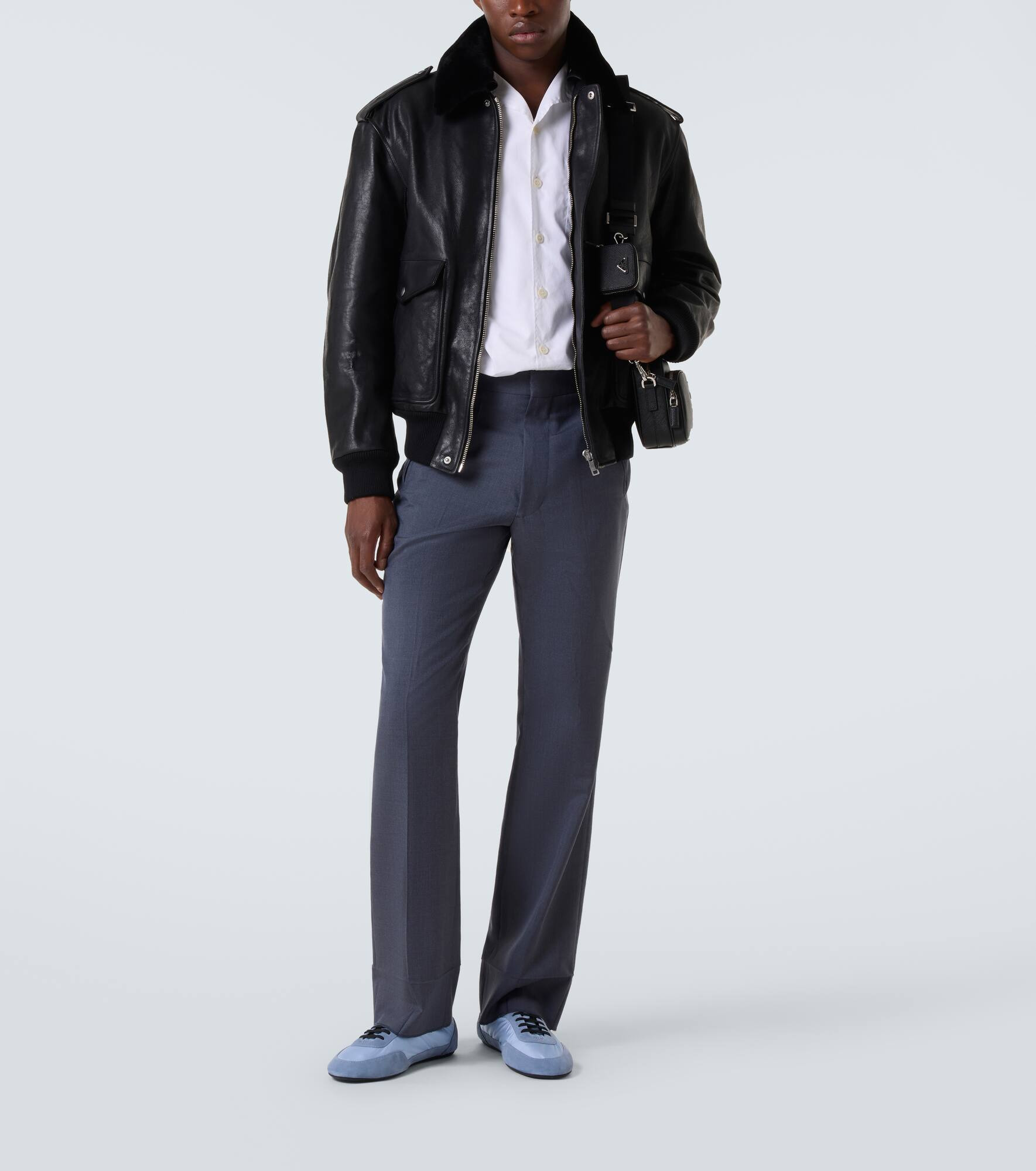 Faux fur-trimmed leather jacket - 2