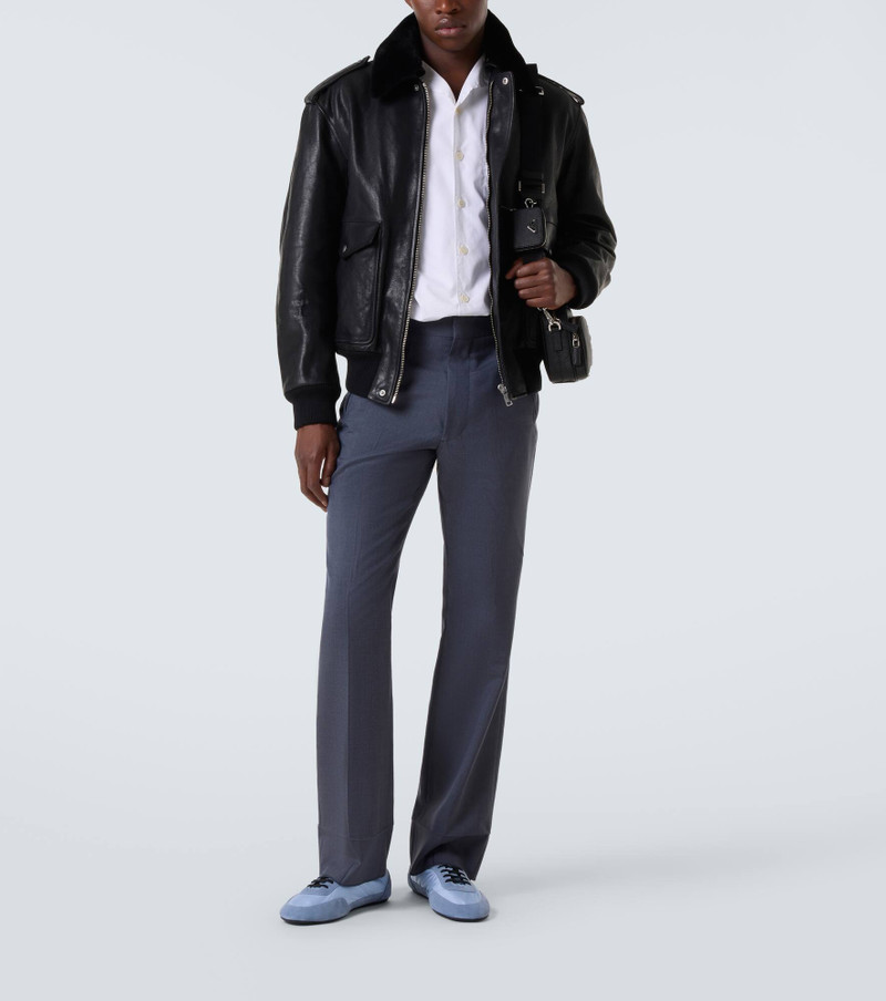 Prada Faux fur-trimmed leather jacket outlook
