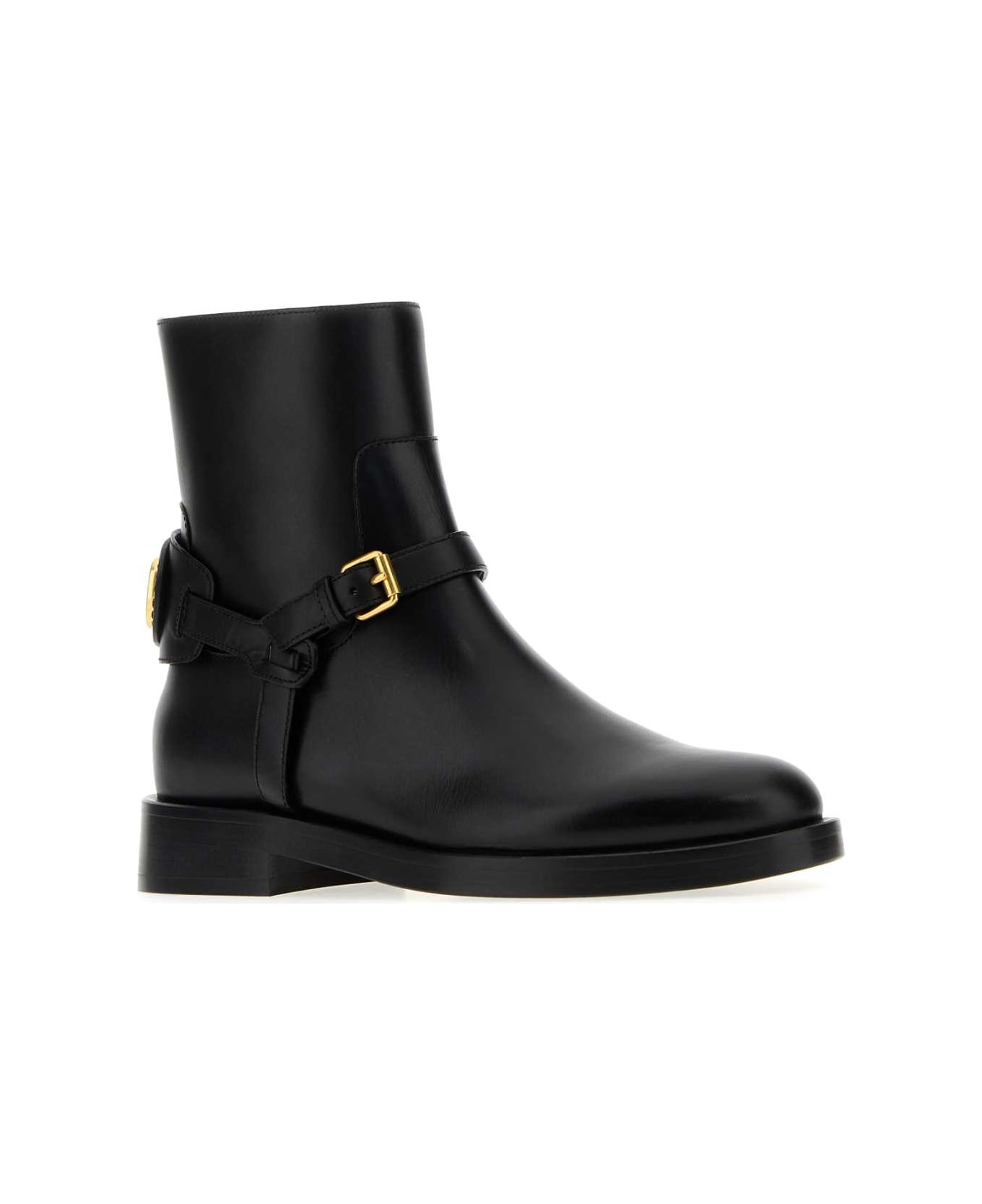 Black Leather Vlogo Signature Ankle Boots - 2