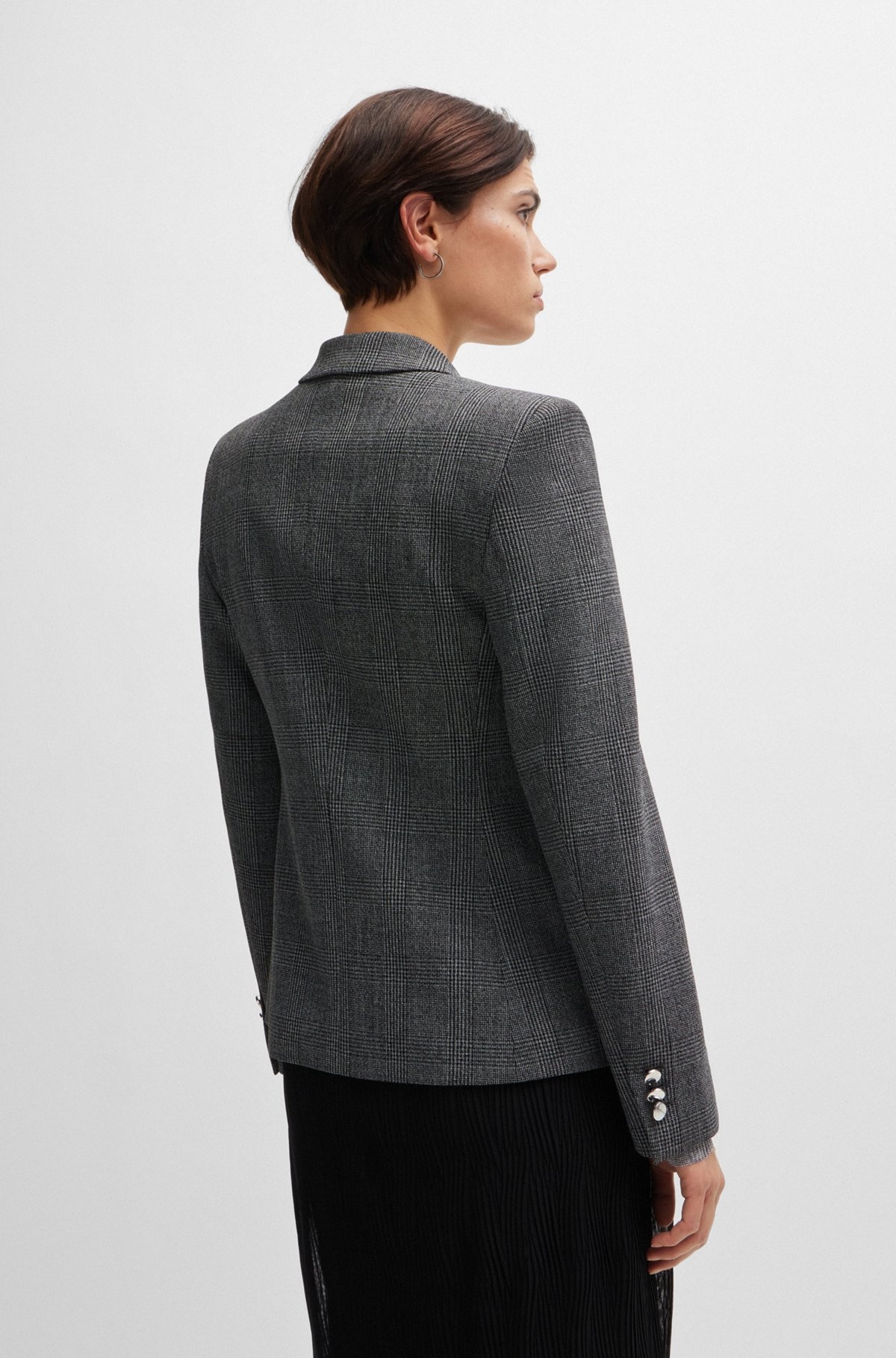 REGULAR-FIT JACKET IN CHECKED FABRIC WITH PEAK LAPELS - 4