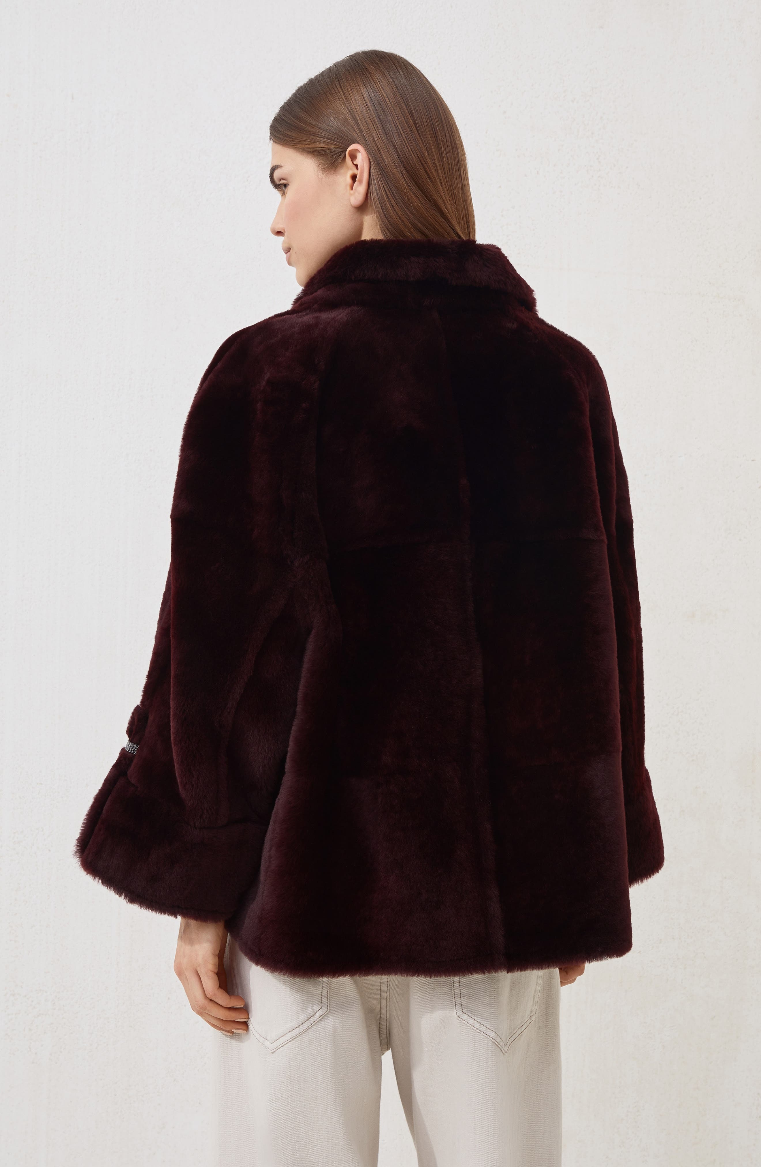 Brunello Cucinelli Shearling reversible outerwear in Burgundy at Nordstrom - 3