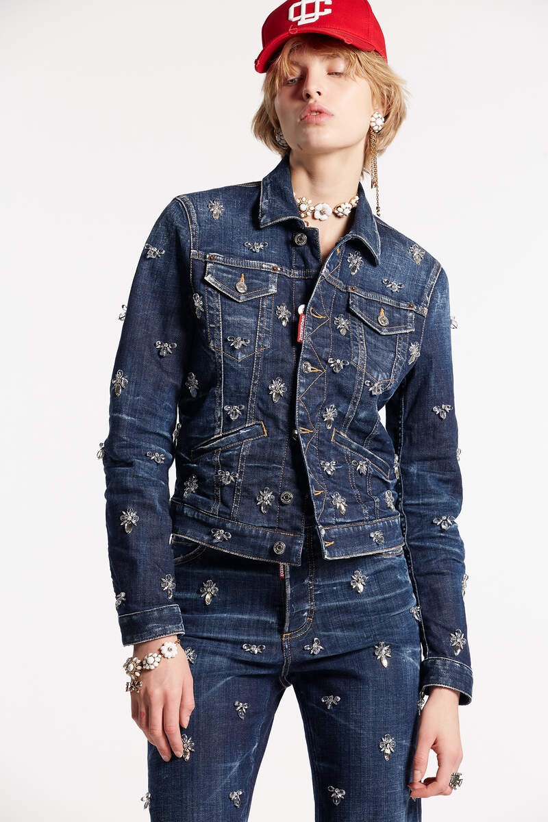 CRYSTAL FLIES WASH BOYFRIEND JEAN JACKET - 3