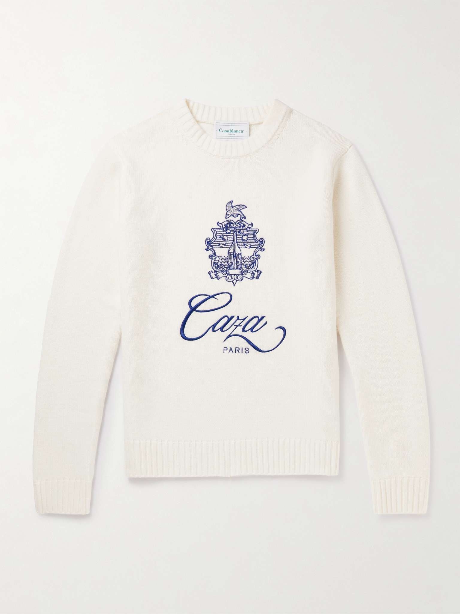 Logo-Embroidered Merino Wool and Cashmere-Blend Sweater - 1