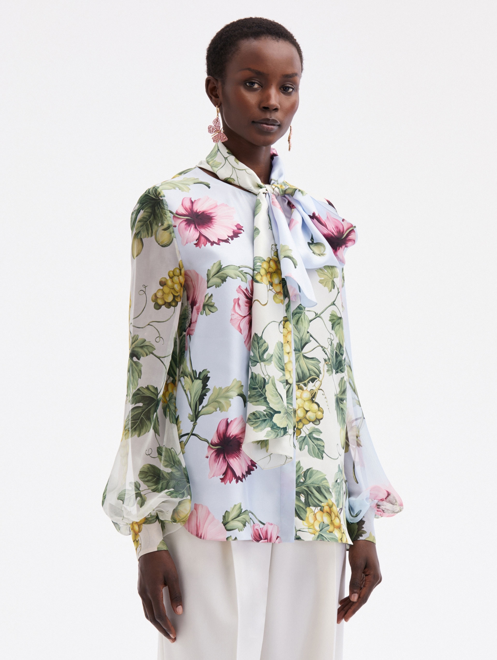 FIG & GRAPES SILK CHIFFON BLOUSE - 4