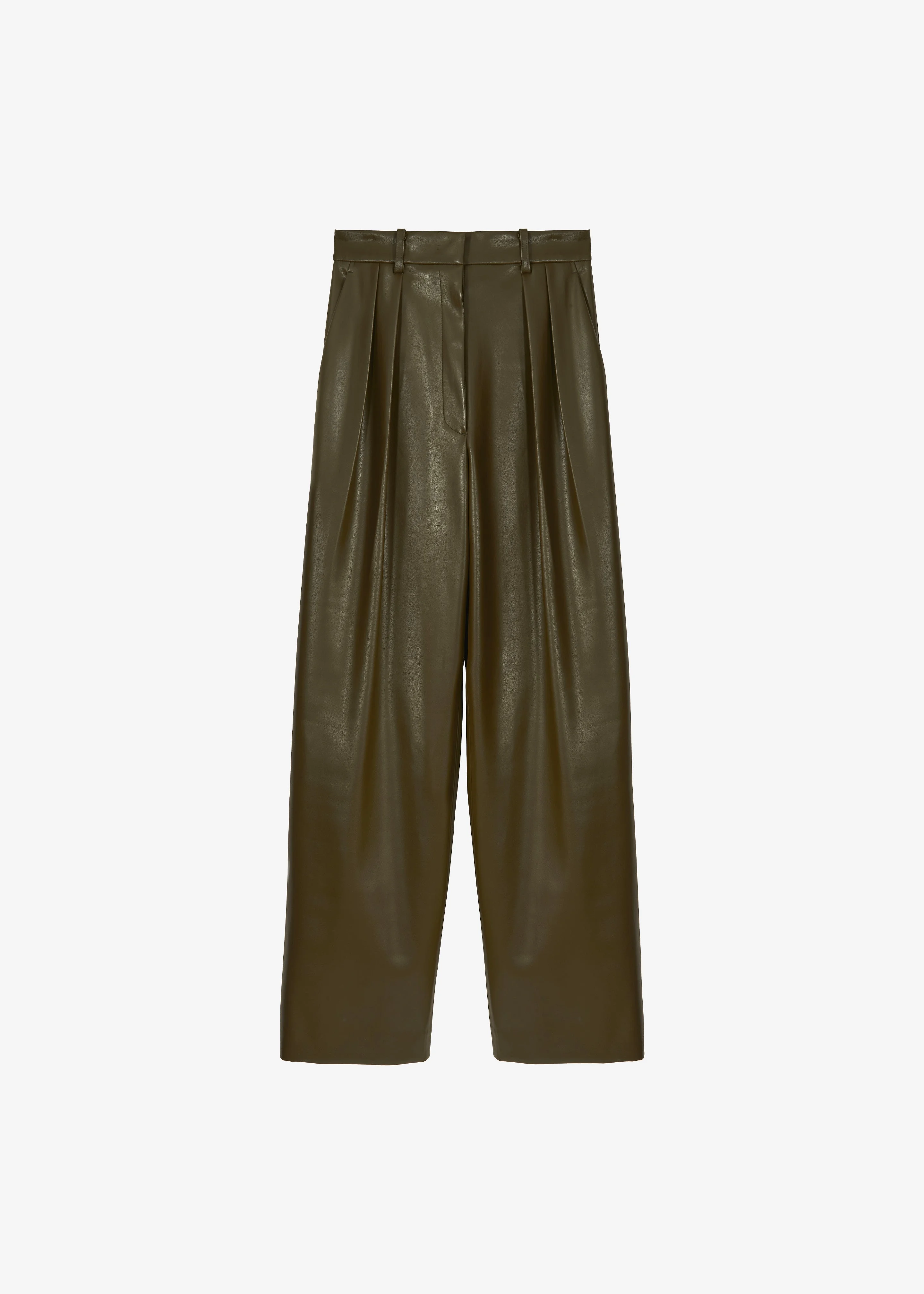 Helsinki Faux Leather Pants - Olive - 1