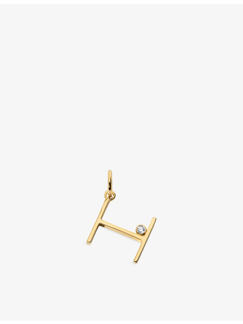 Initial H Solitaire Lab-Grown Diamond and 18ct Gold Vermeil Pendant Charm - 1