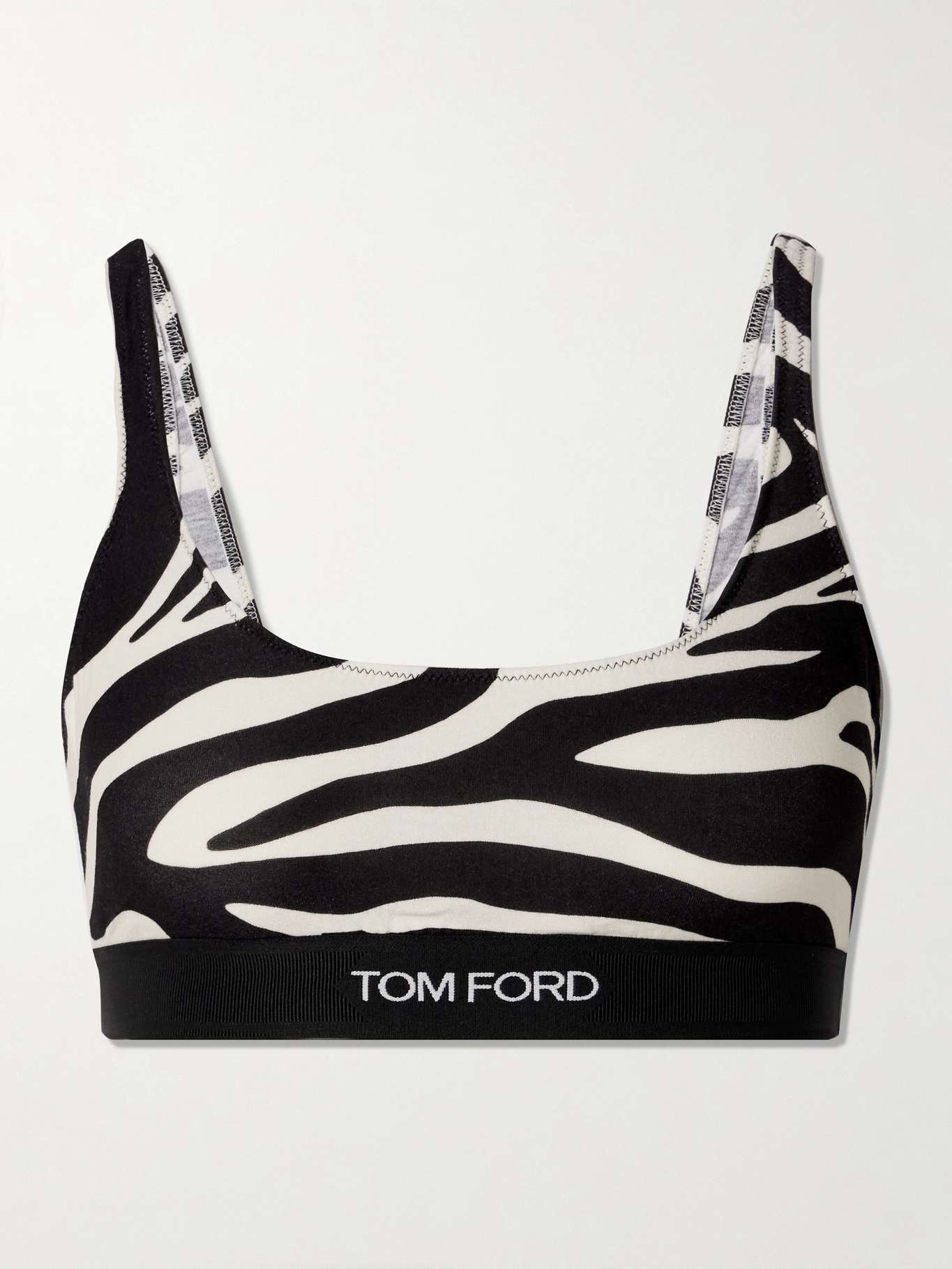 Zebra-print stretch-jersey bralette - 1