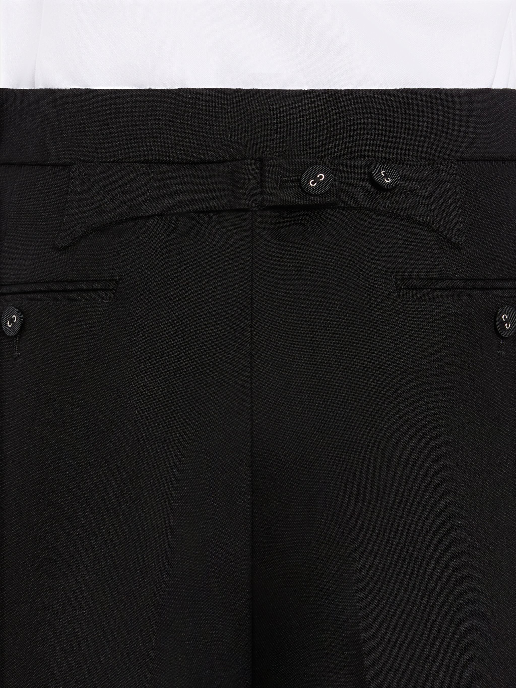 Black 3-Ply Wool Mohair Tipping Low Rise Drop Crotch Short - 6