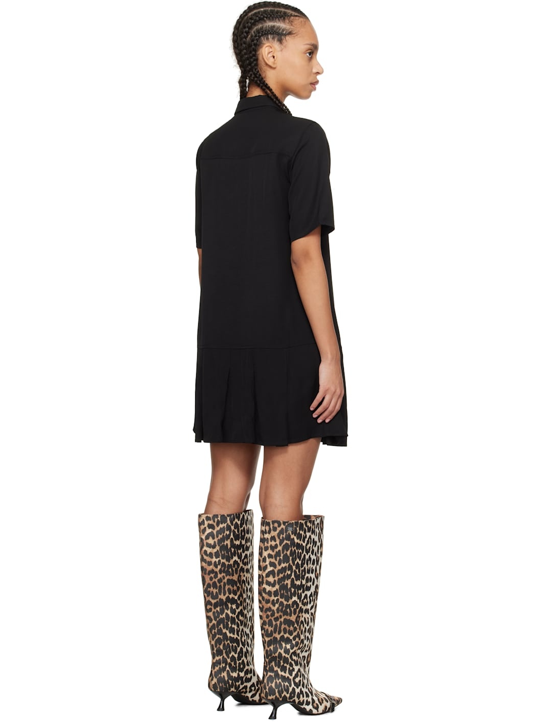 Black Viscose Twill Minidress - 3