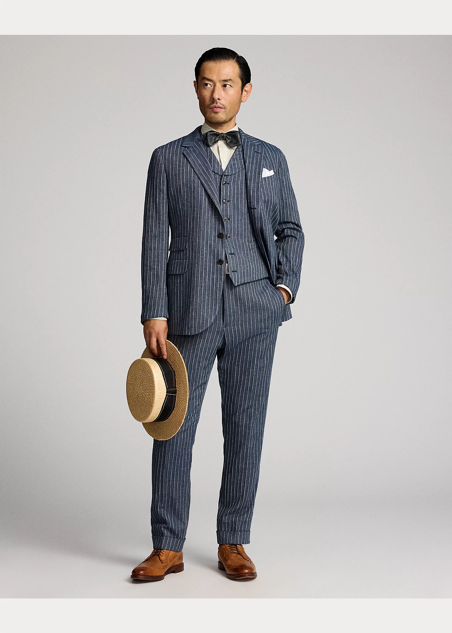 Slim Striped Herringbone Suit Trouser - 2