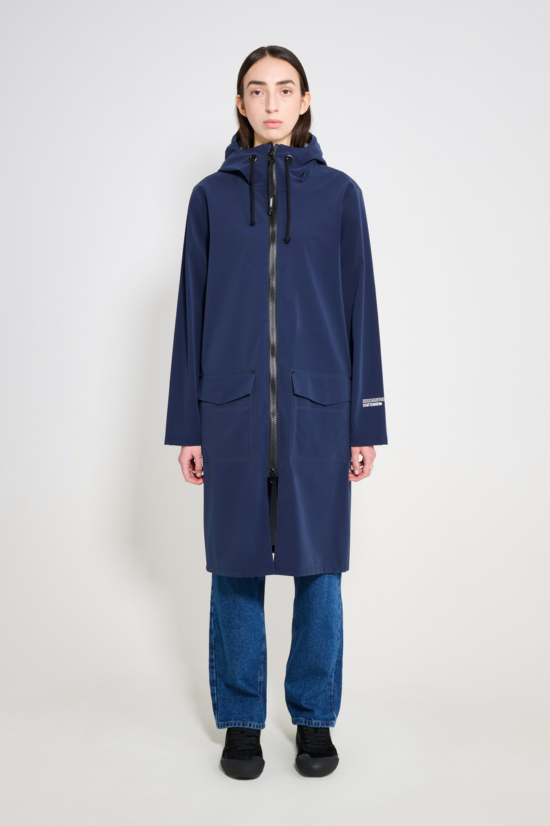 Stockholm Long Patch Raincoat Navy 1