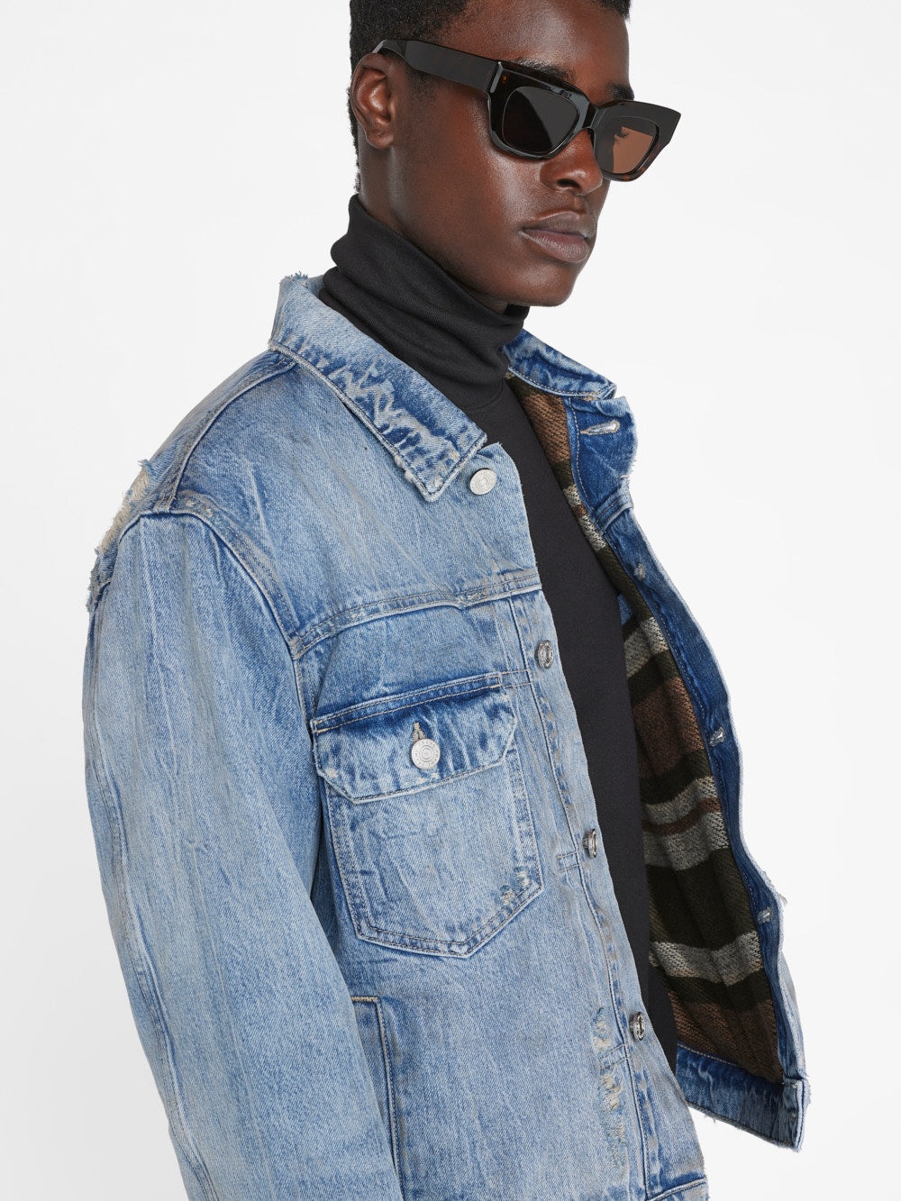 Vintage Lined Jacket in Mar Azul Destruct - 8