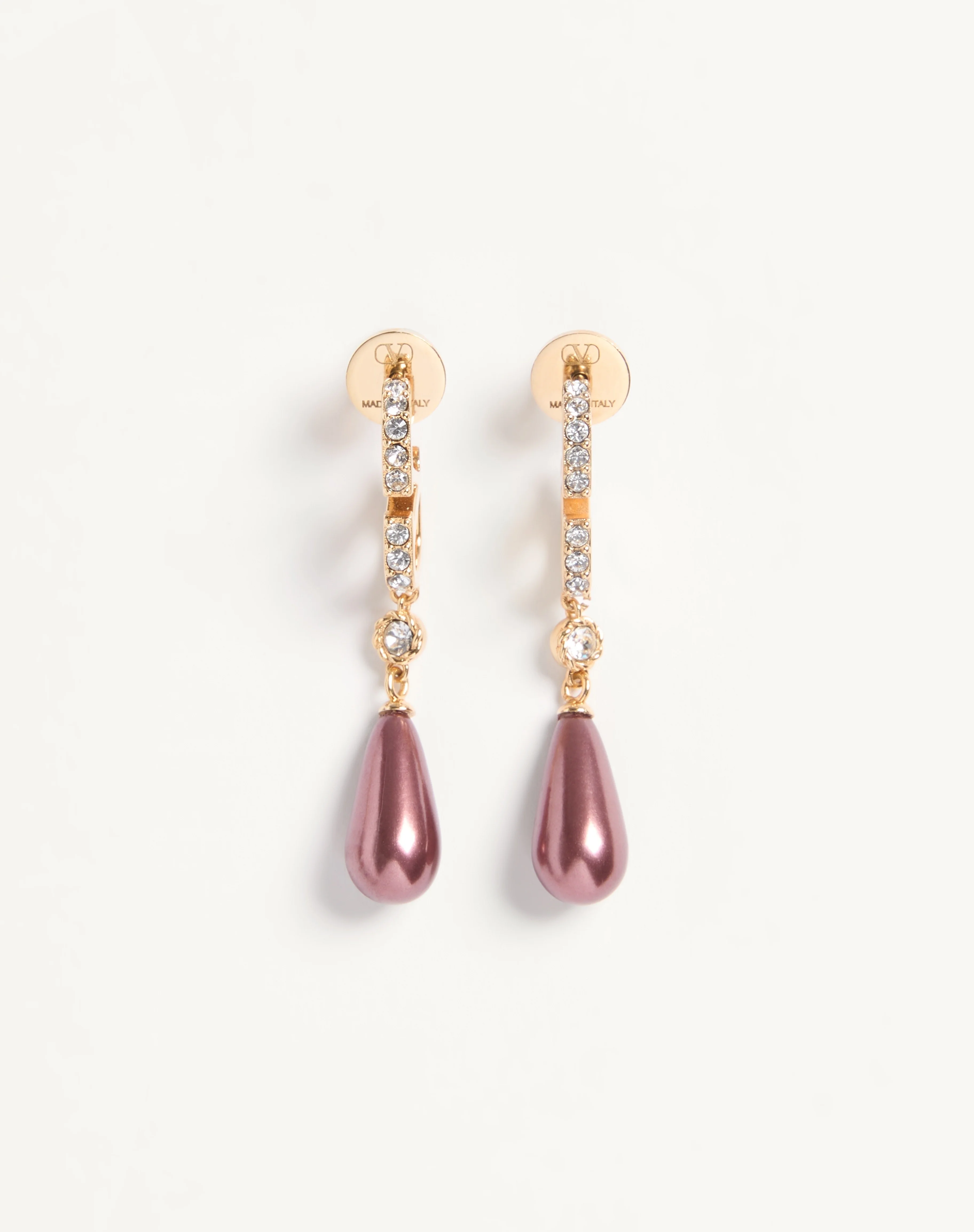 VLOGO SIGNATURE METAL EARRINGS WITH SWAROVSKI® CRYSTALS AND GLASS DROPS - 1