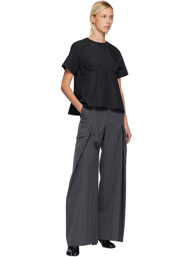 sacai Gray Stripe Doeskin Trousers outlook