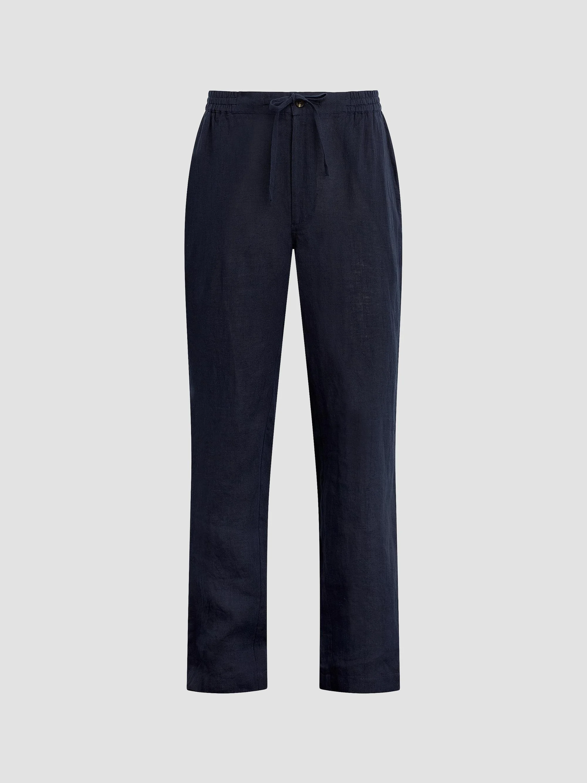 Men's Linen Drawstring Straight-Leg Pants - Baritone Blue - 1