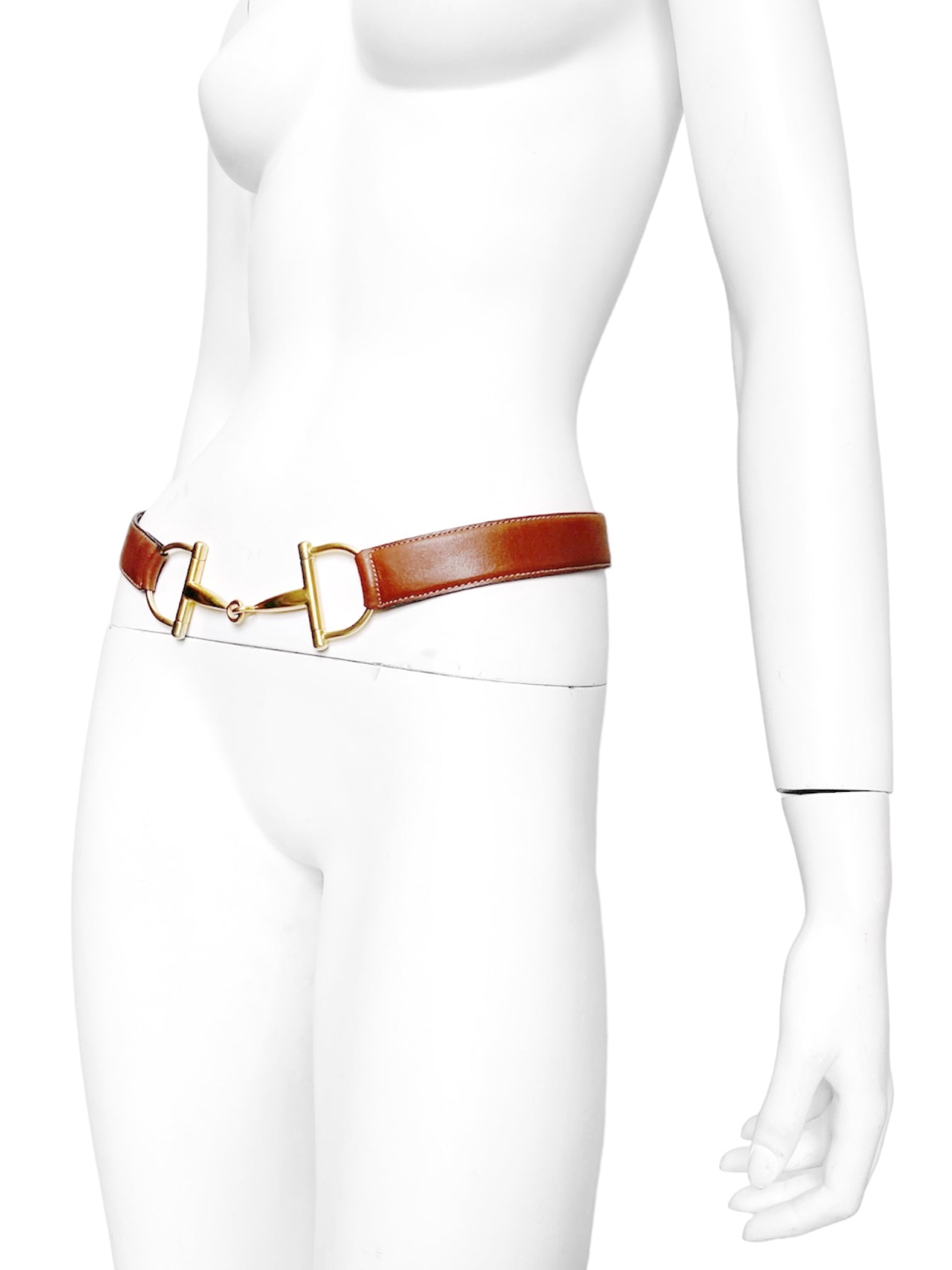 Gucci Fall 1995 Tom Ford Gold Horsebit Brown Leather Belt 30 - 6