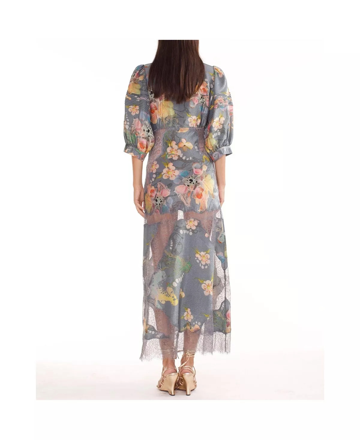 Silk Metallic Lace Dress - 3