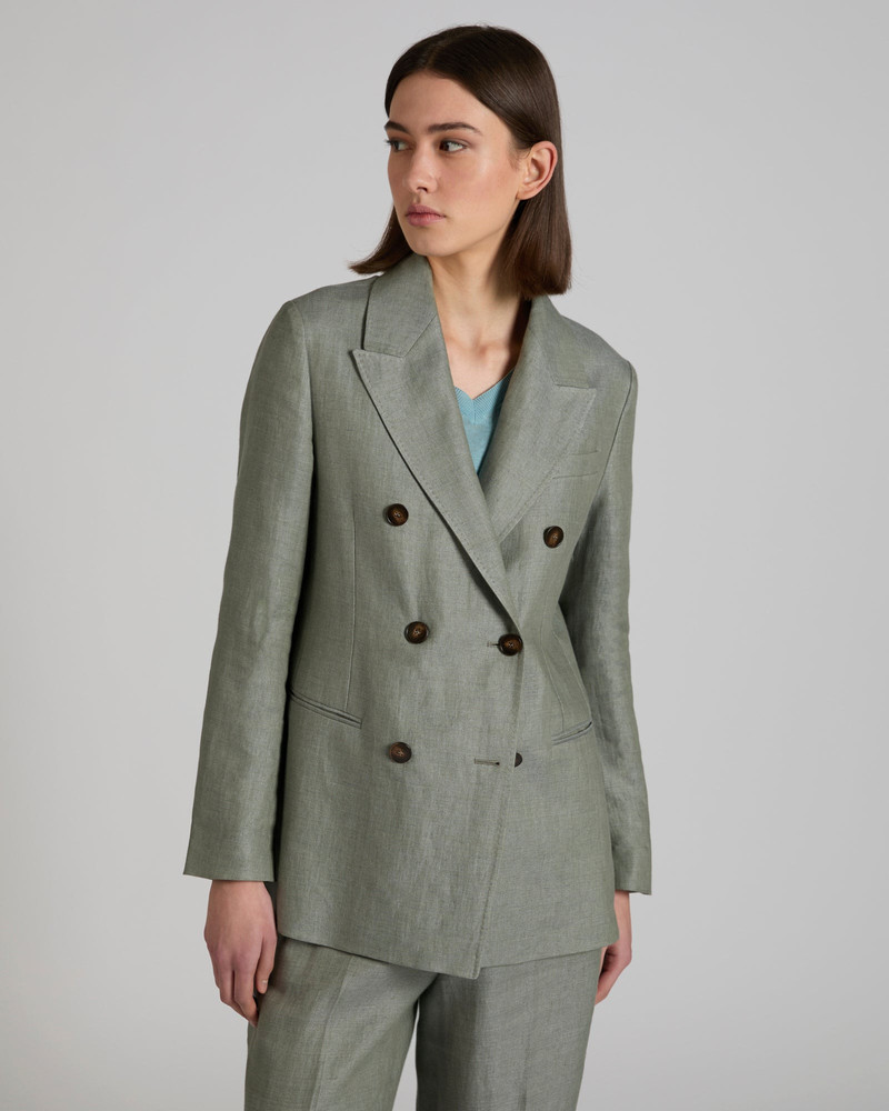 SLOWEAR Double-breasted linen jacket outlook