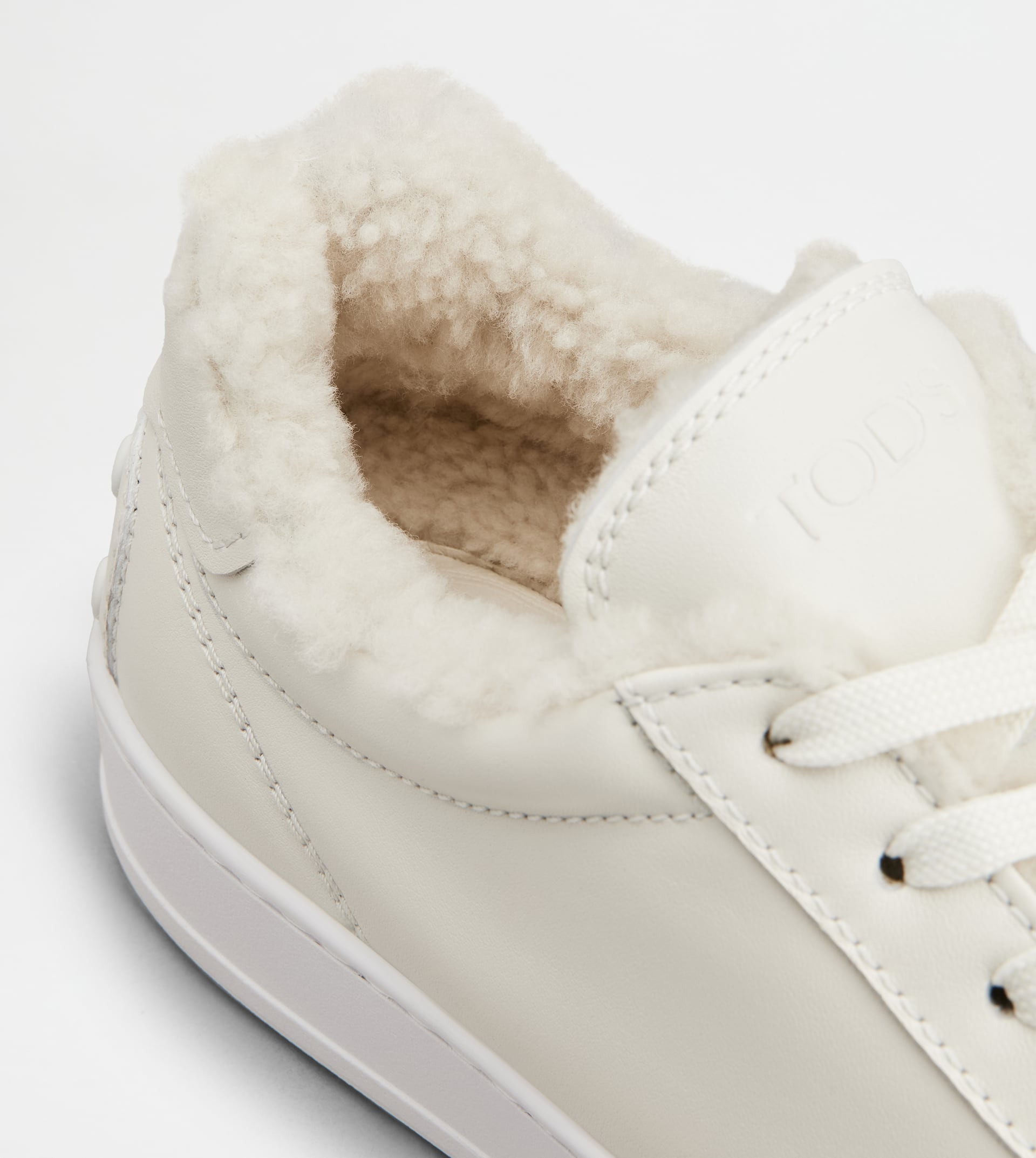 SNEAKERS IN LEATHER - WHITE - 5