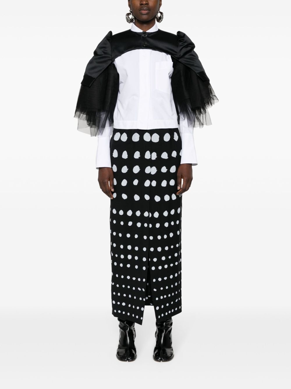 tulle-inserts cropped jacket - 2