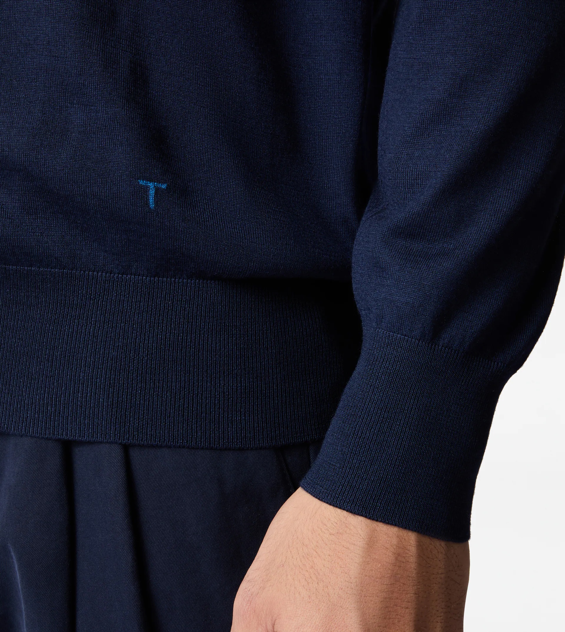 POLO SHIRT IN T15 WOOL - BLUE - 5