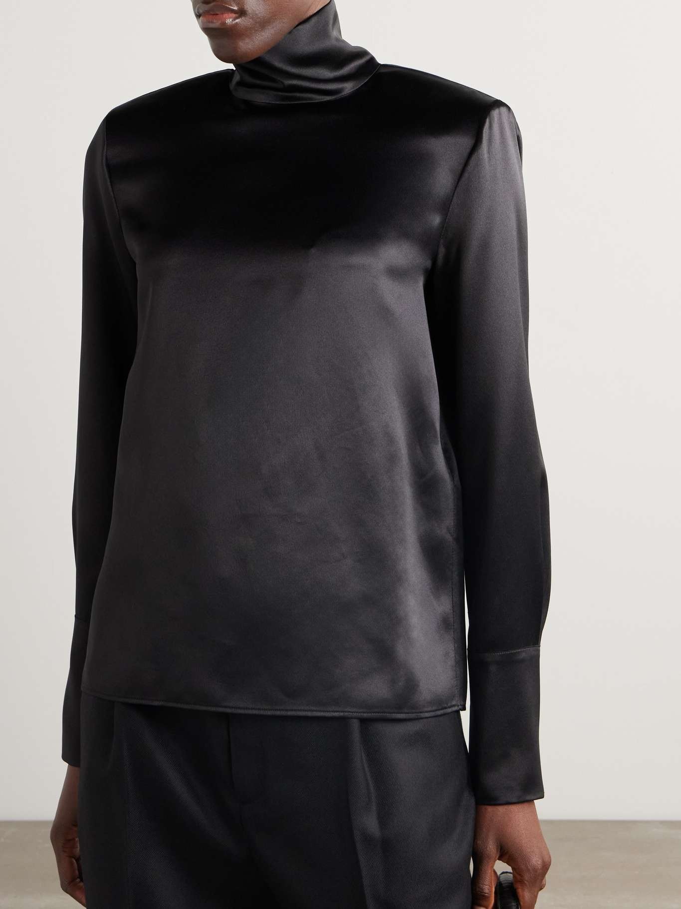 Silk-satin turtleneck blouse - 3
