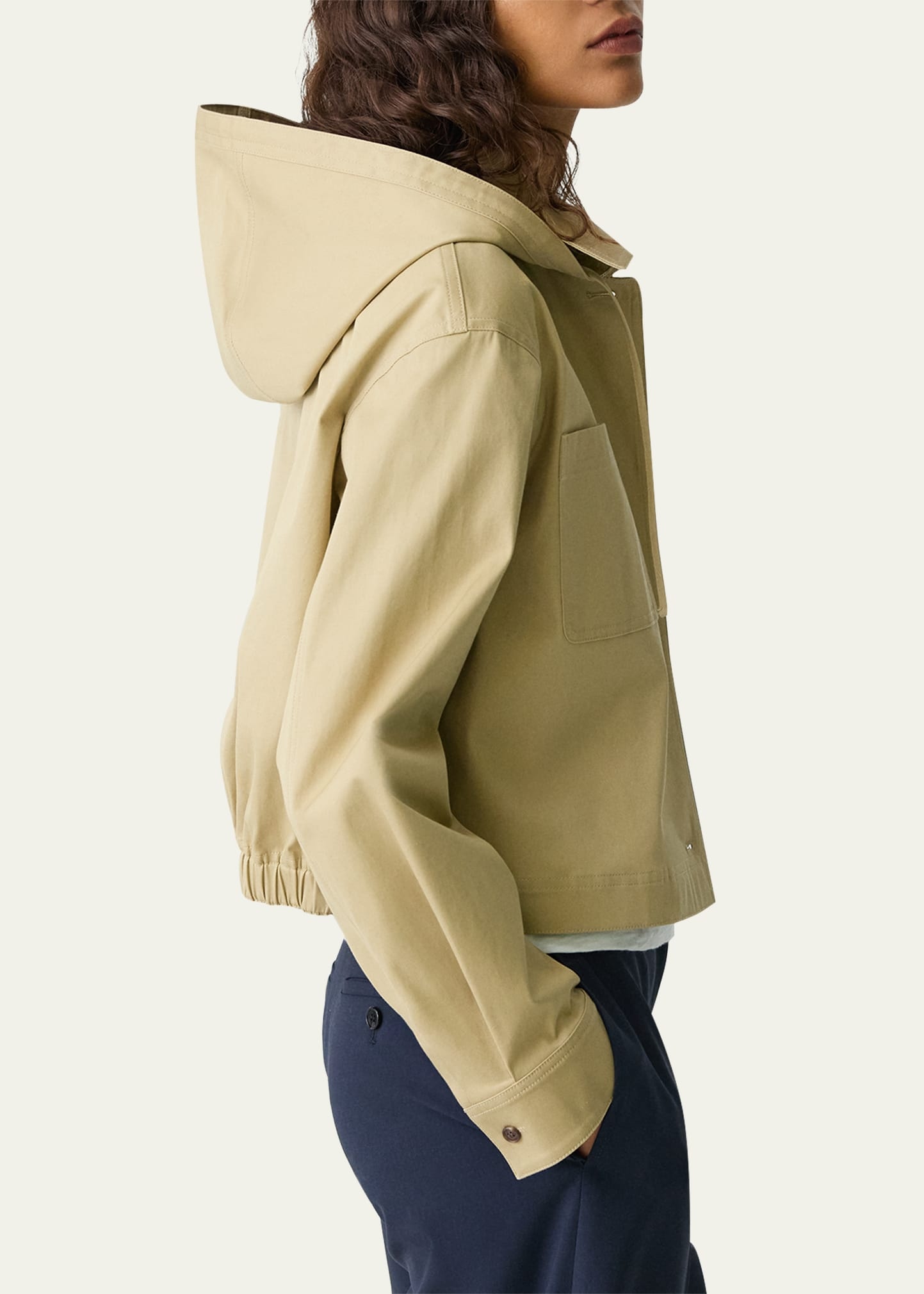 Hooded Cropped Cotton Jacket - 4