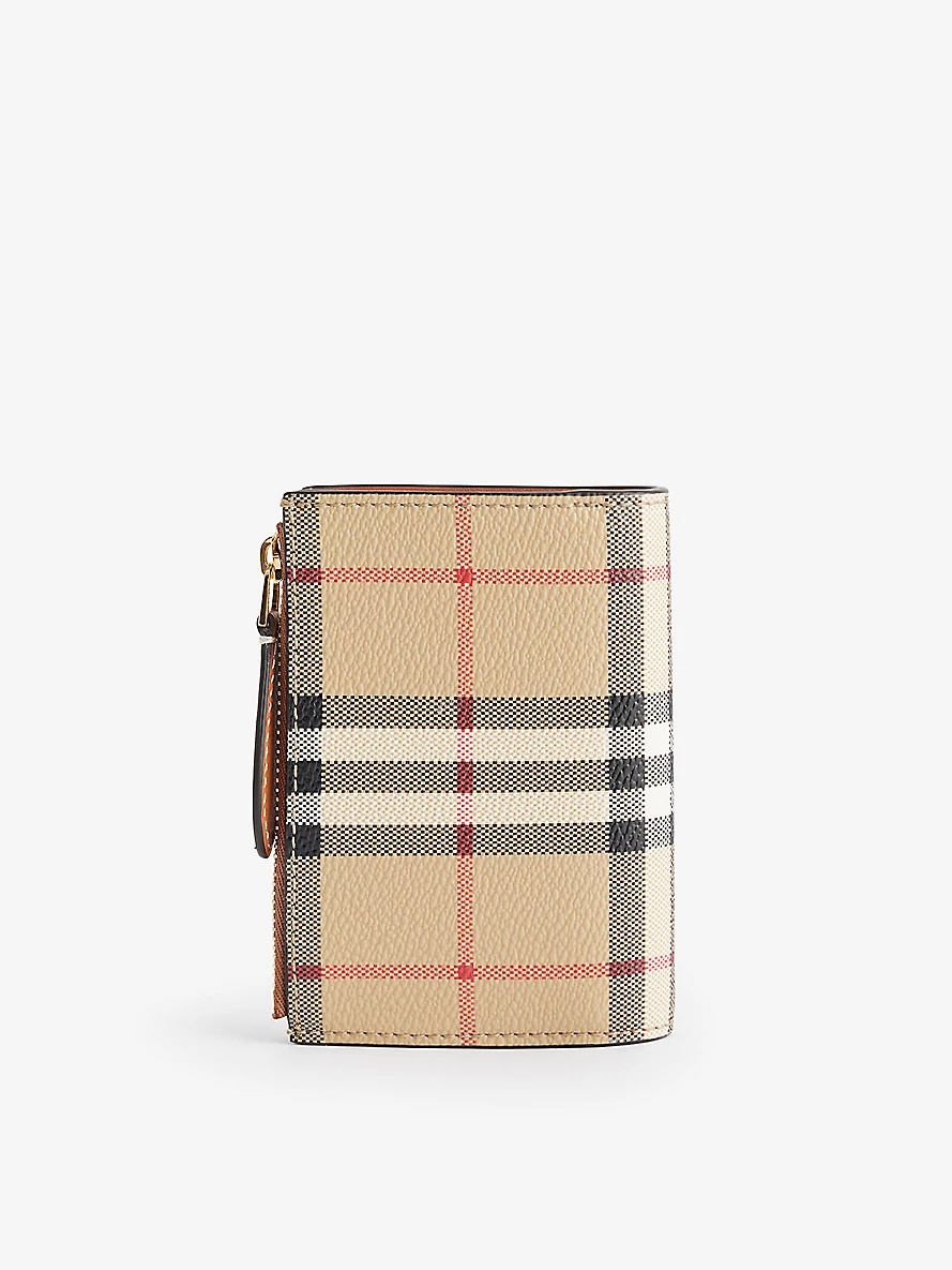 Checked bifold faux-leather wallet - 3