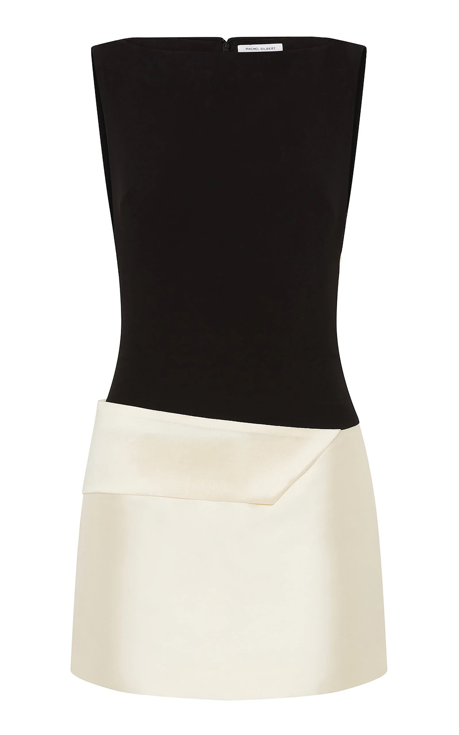 Rikki Foldover Stretch-Crepe Mini Dress black/white - 1