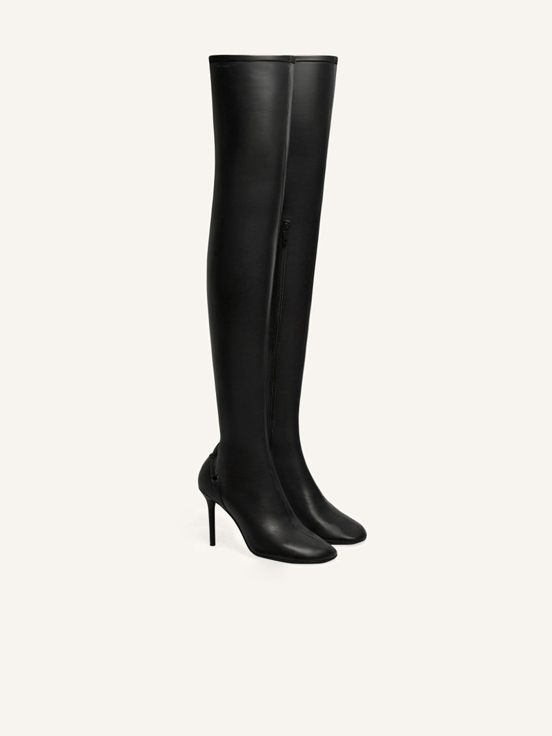 courrèges OBLIQUE STRETCH LEATHER EFFECT THIGH BOOTS outlook
