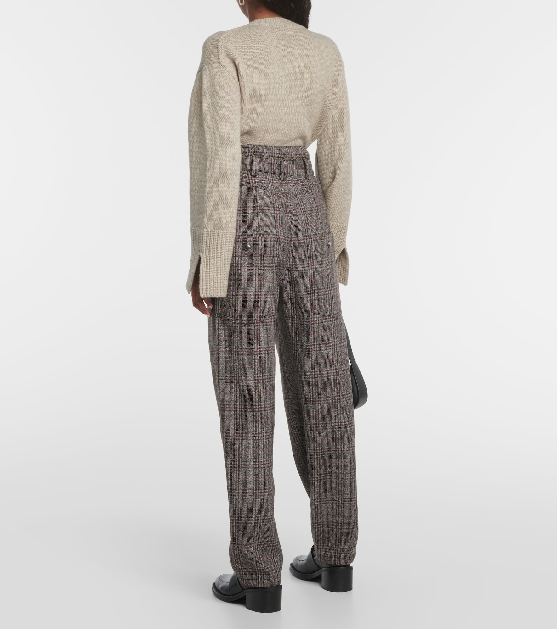 Checked high-rise virgin wool pants - 3