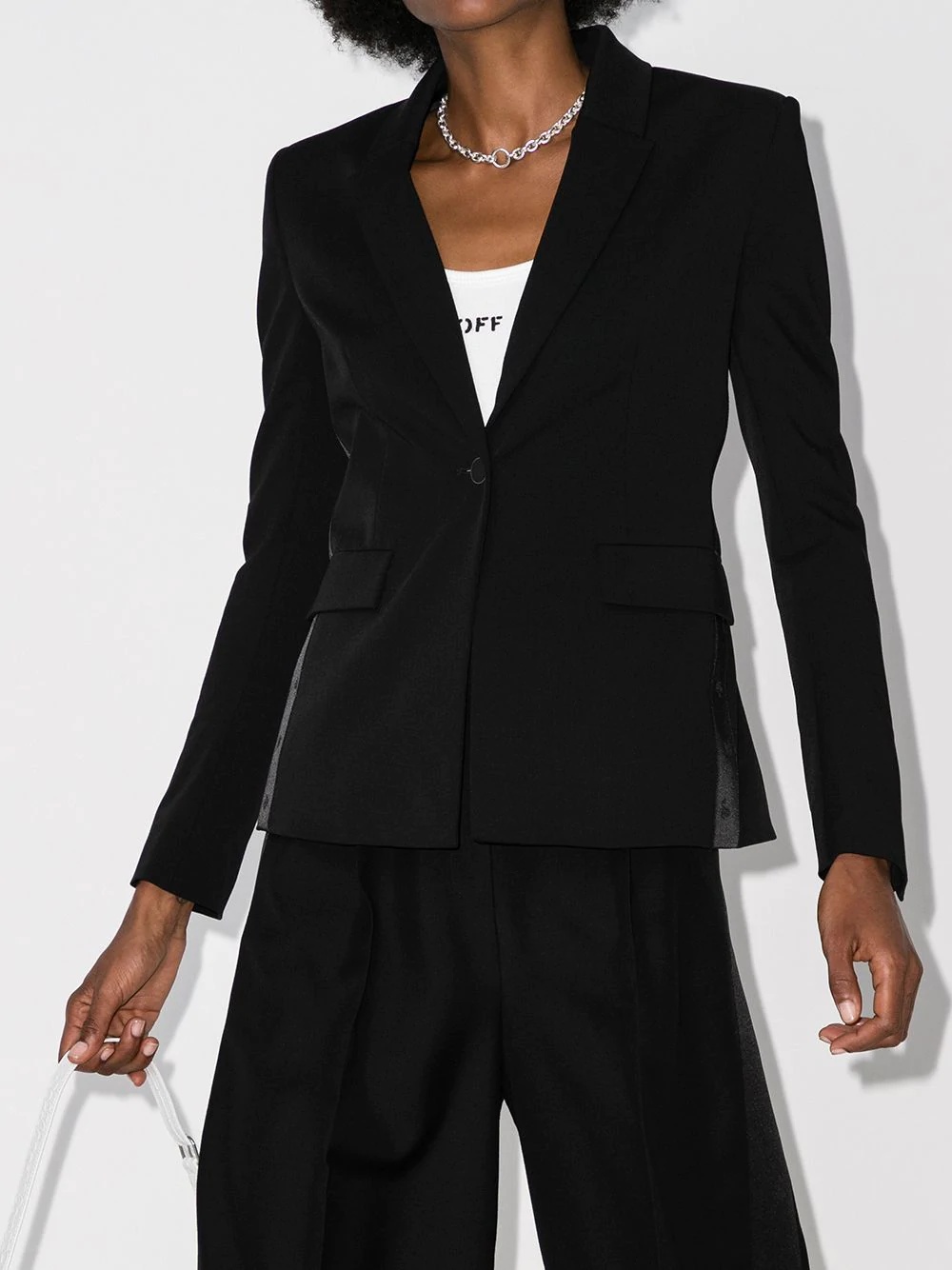 logo side stripe tailored blazer - 2