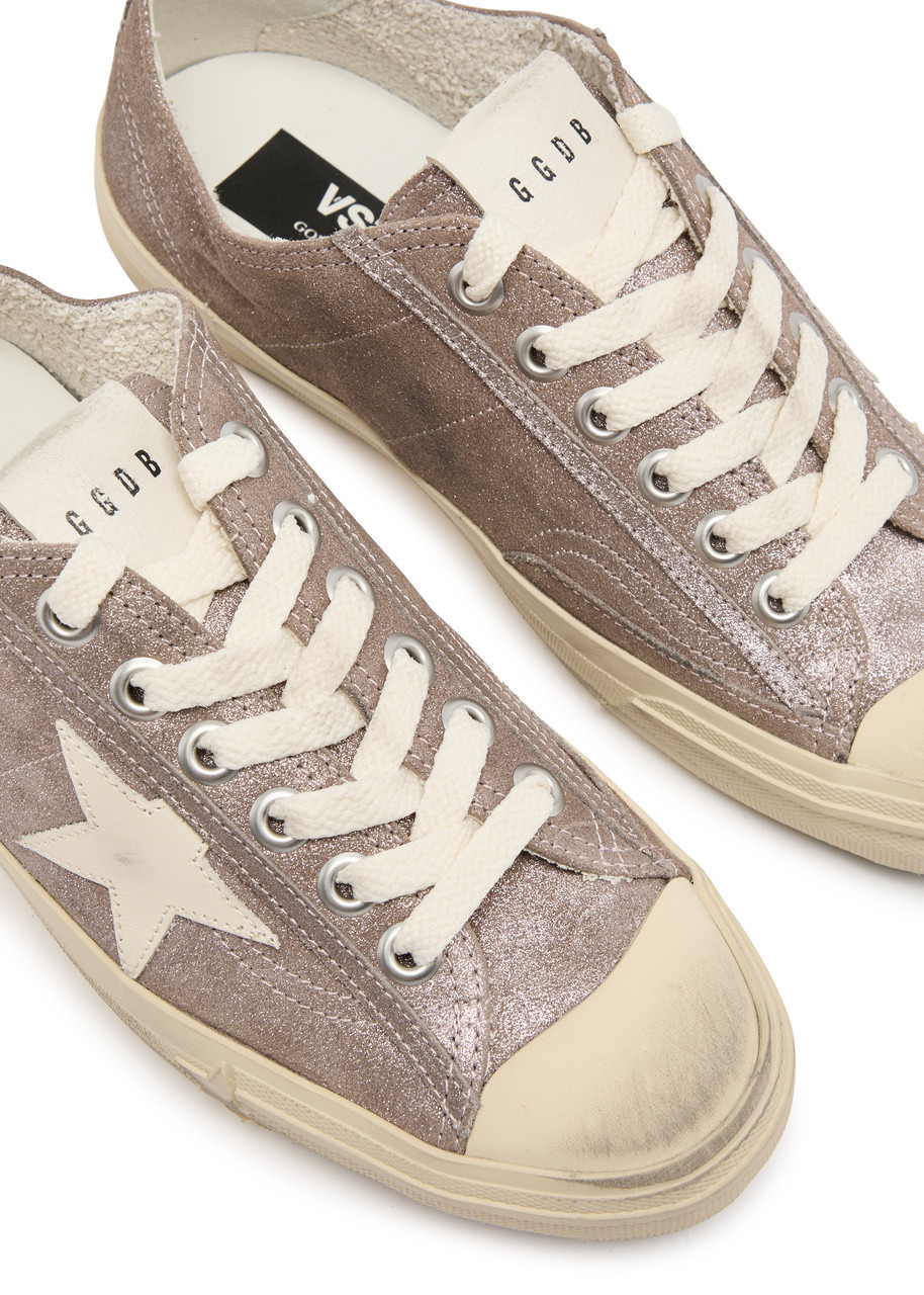 Golden Goose V-Star 2 Glittered Suede Sneakers - 3