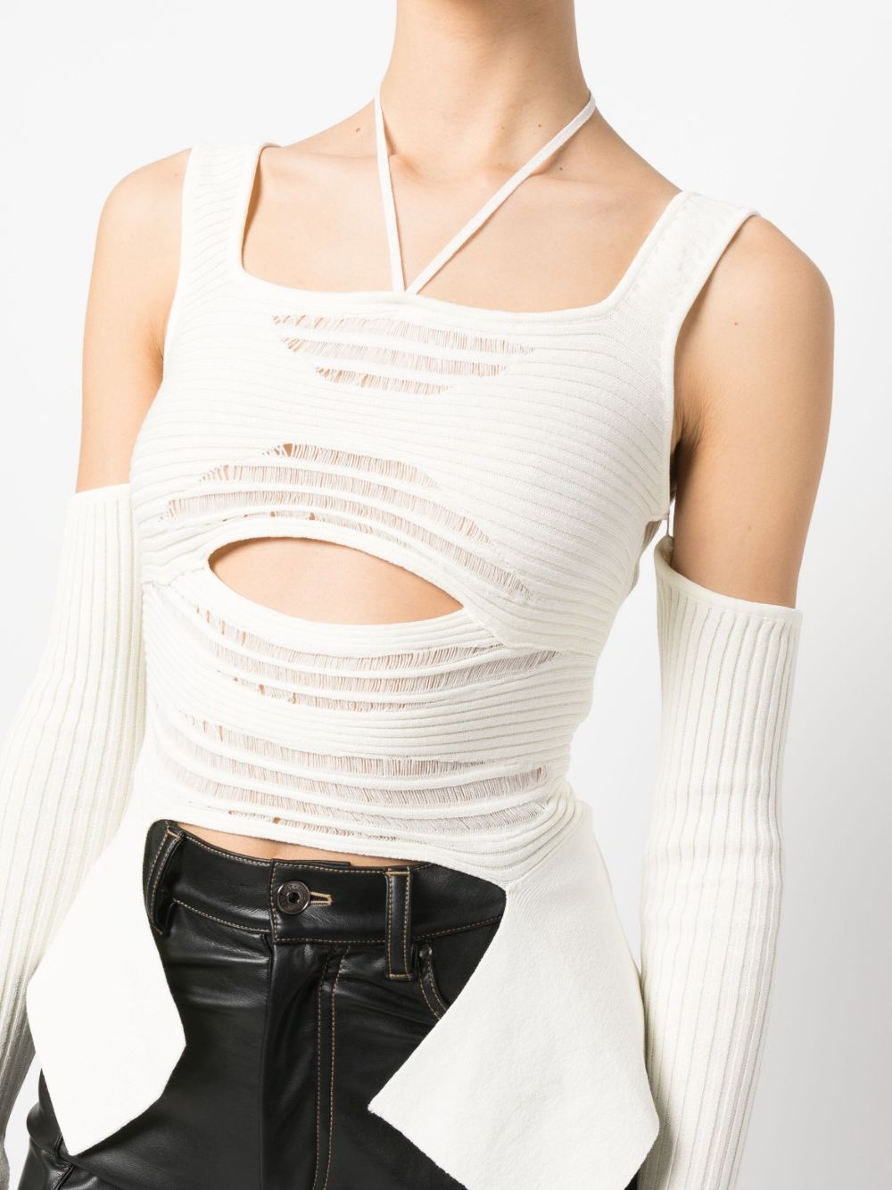 cut-out detail ribbed knit top - 4