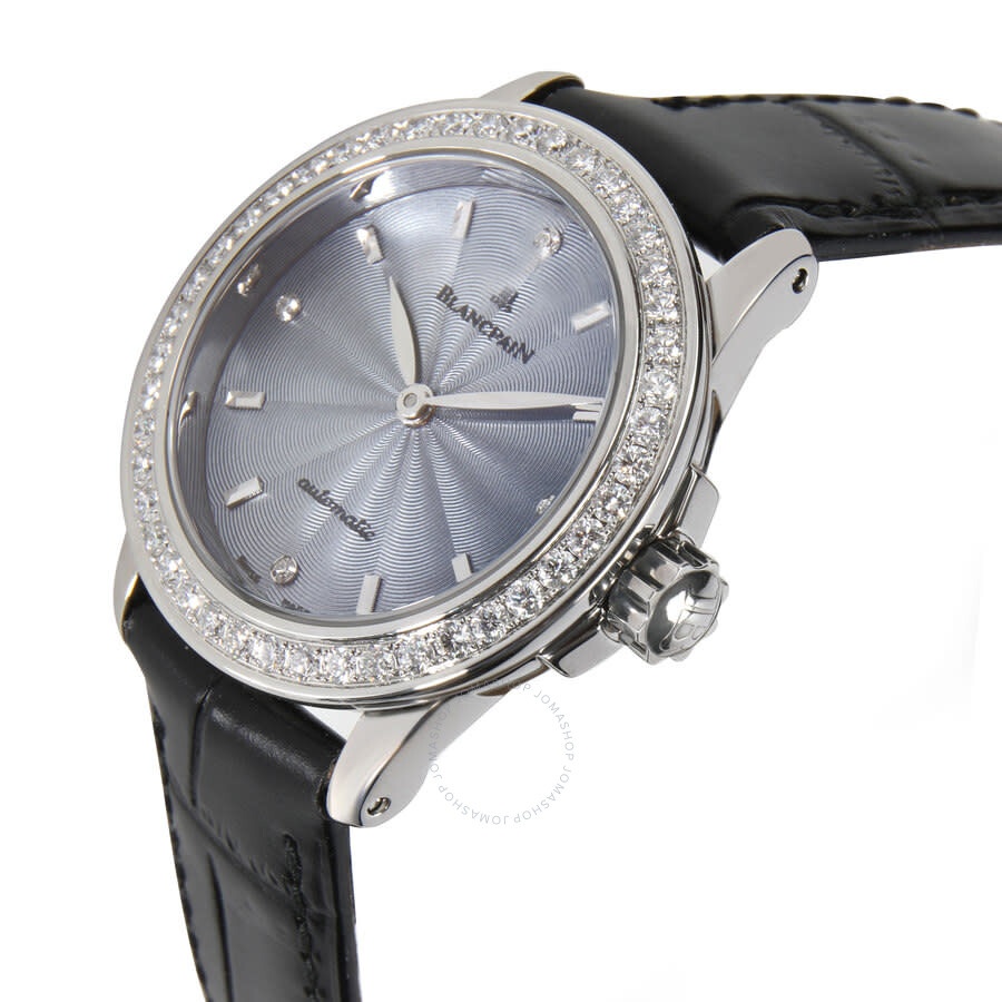 Pre-owned Blancpain Villeret Automatic Diamond Blue Dial Ladies Watch 2102 - 4