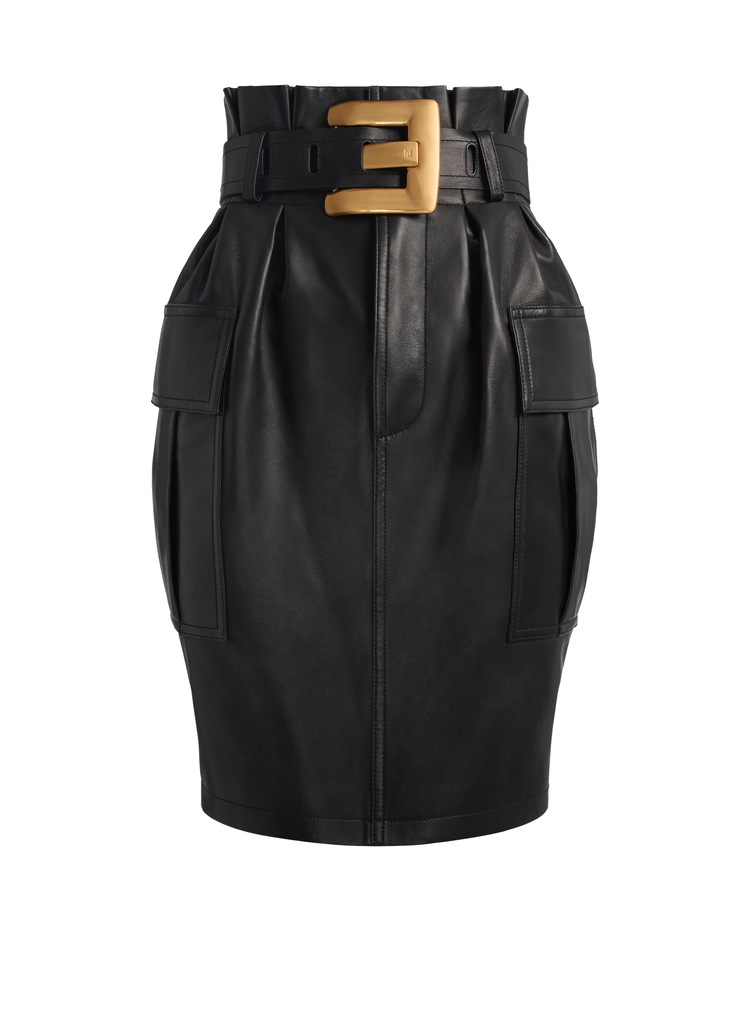 Belted lambskin skirt - 1