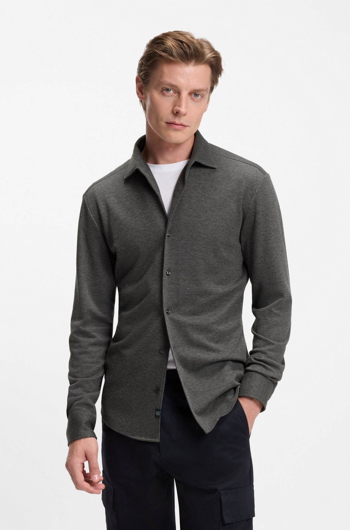 BECKHAM X BOSS SLIM-FIT SHIRT IN COTTON JERSEY - 2