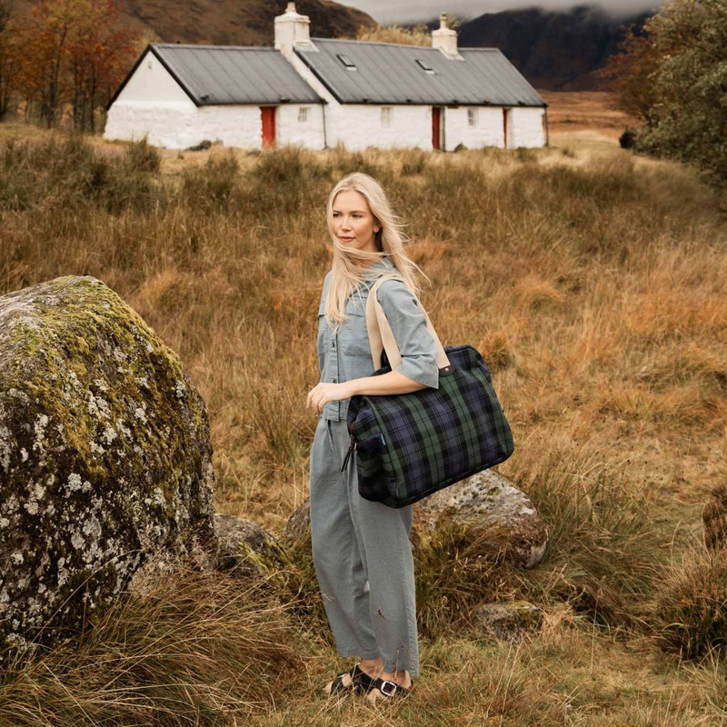 MISSAK AVIATOR TRAVEL BAG - TARTAN NAVY BLUE 6