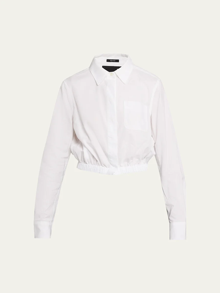 Cropped Long-Sleeve Boxy Shirt - 1