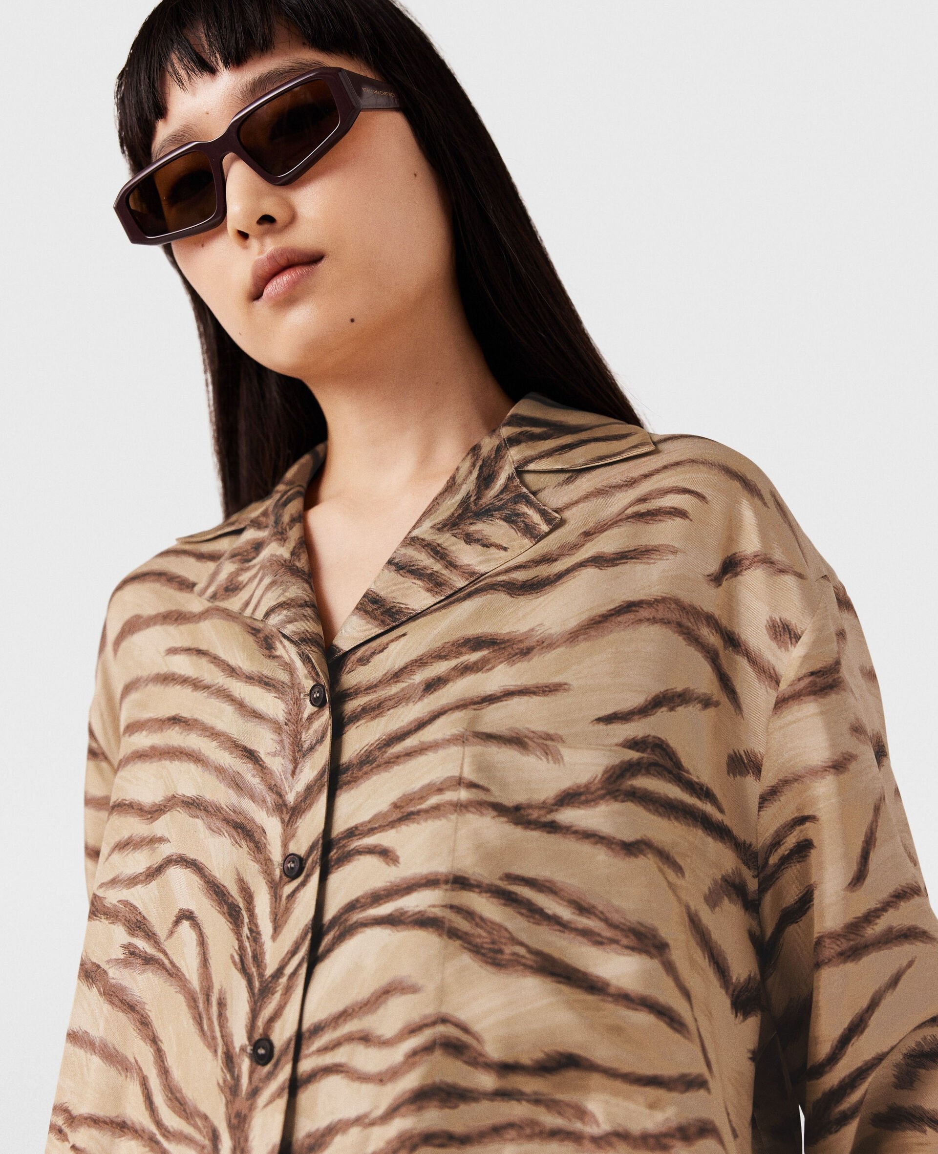 Tiger Print Wide-Sleeve Shirt - 6