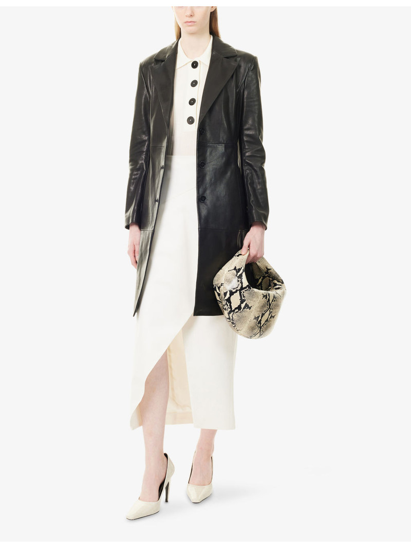 NOUR HAMMOUR Eames Single-Breasted Leather Midi Coat outlook
