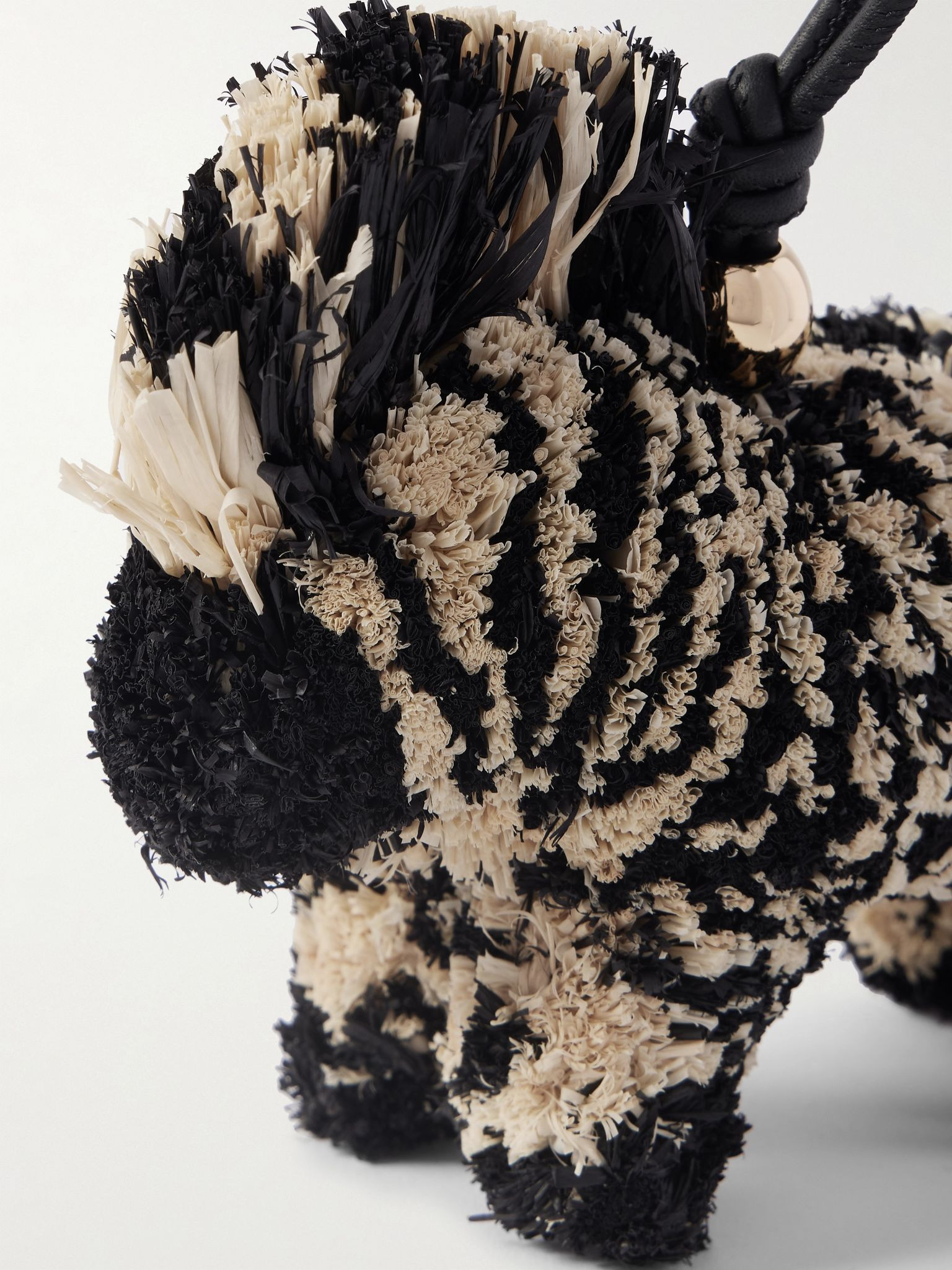 + Paula's Ibiza Zebra Leather-Trimmed Raffia Charm Black - 3