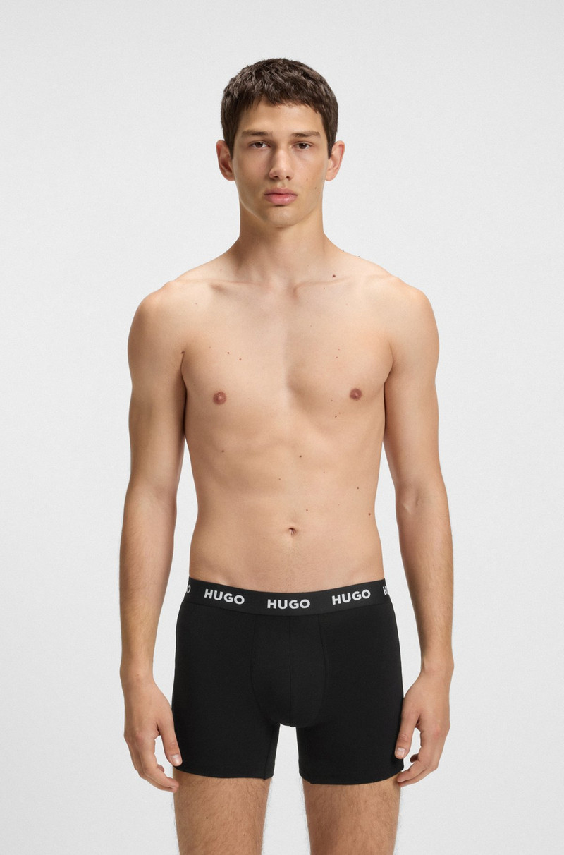 HUGO THREE-PACK OF LONGER-LENGTH STRETCH-COTTON BOXER BRIEFS outlook