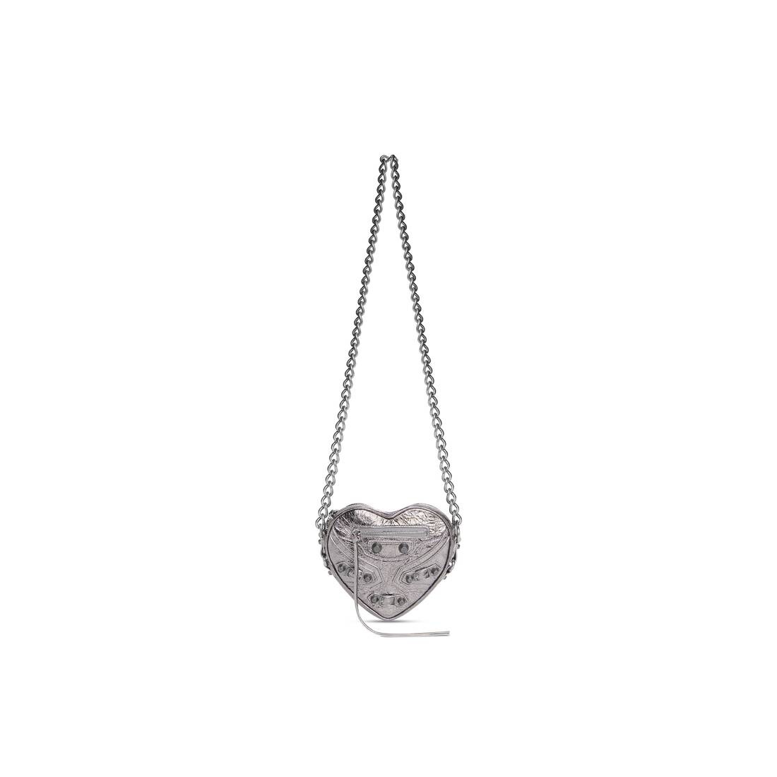 Women's Le Cagole Heart Mini Bag Metallized  in Silver - 1
