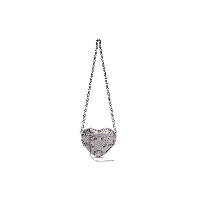 Women's Le Cagole Heart Mini Bag Metallized  in Silver 1