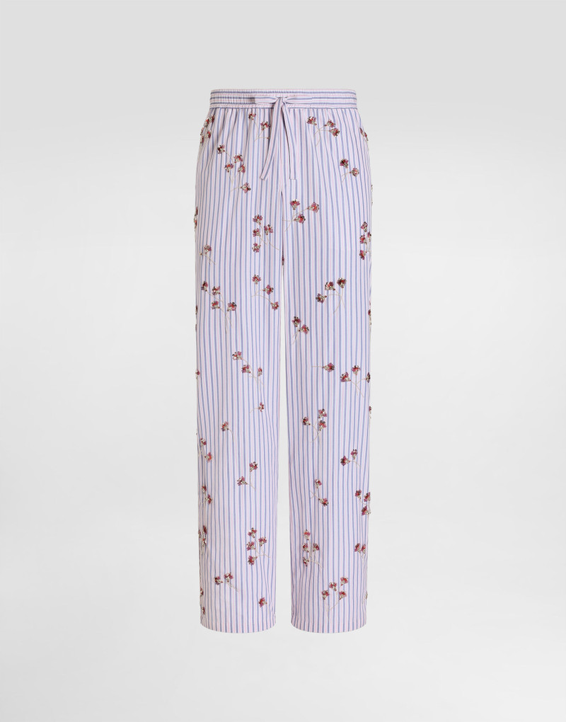 Cotton-silk vanity trousers with embroidery 1
