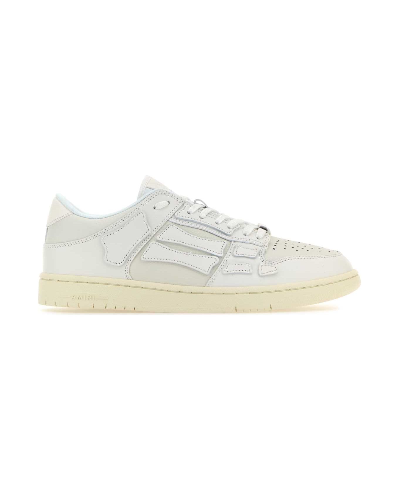 White Leather Skel Sneakers - 1
