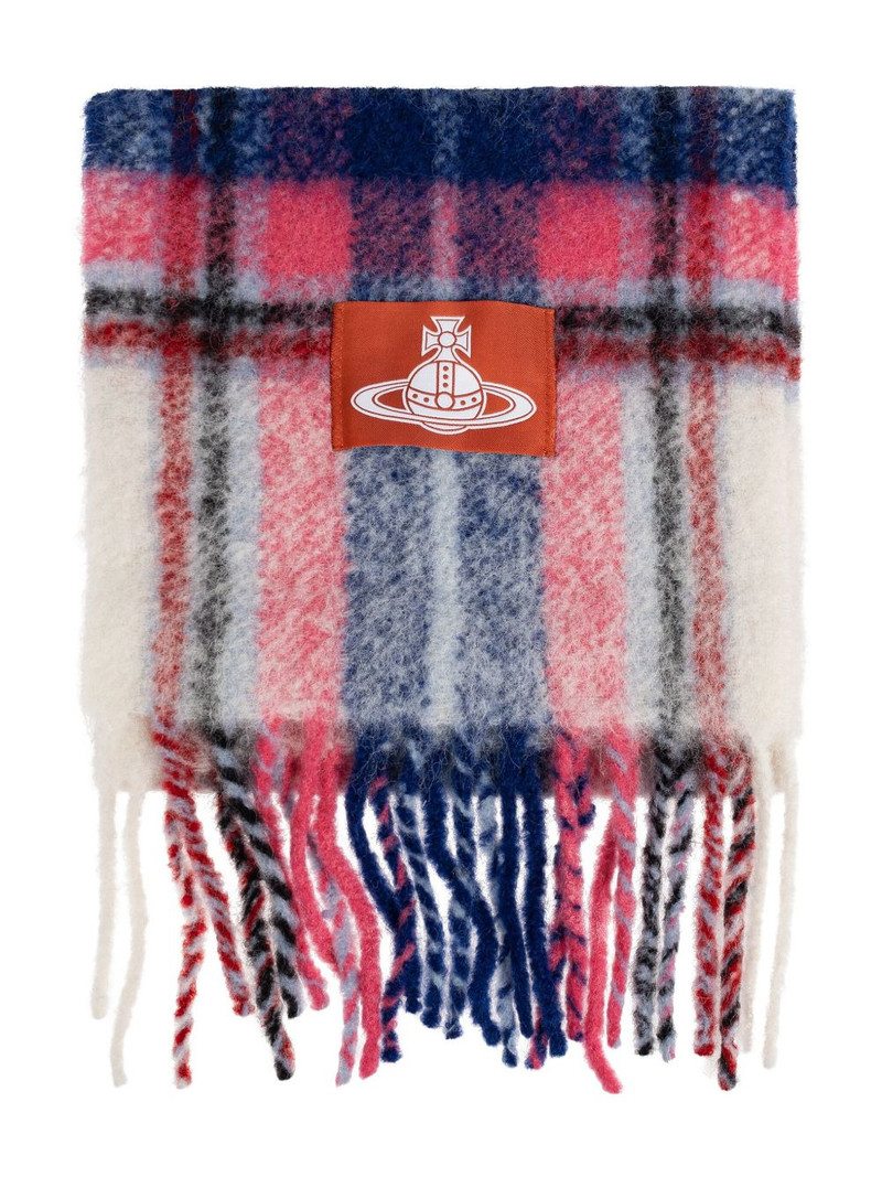 plaid-check fringed scarf 1